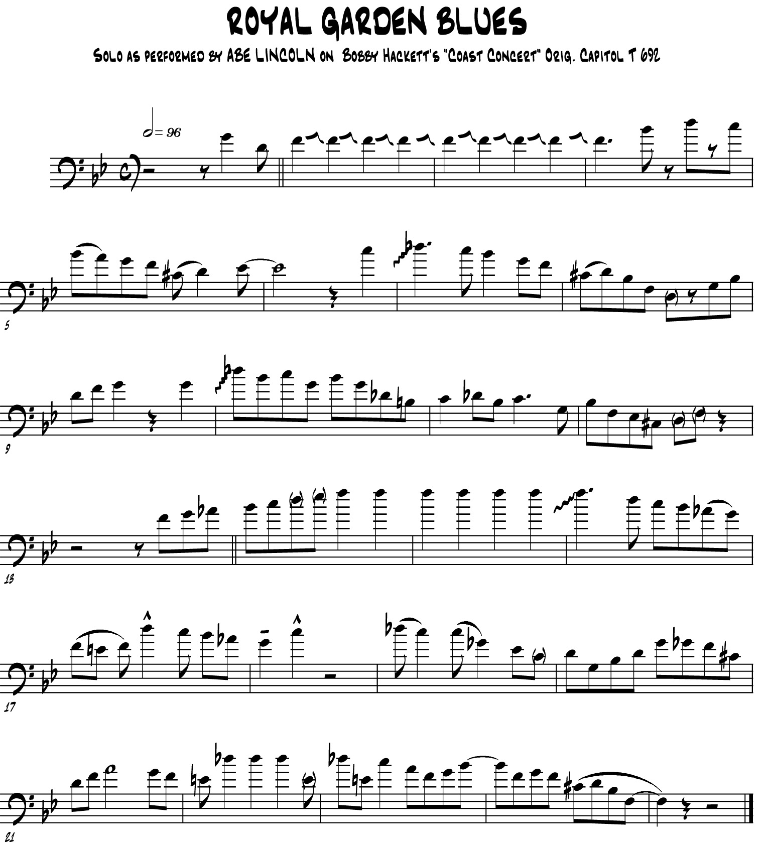 Royal Garden Blues — transcription
